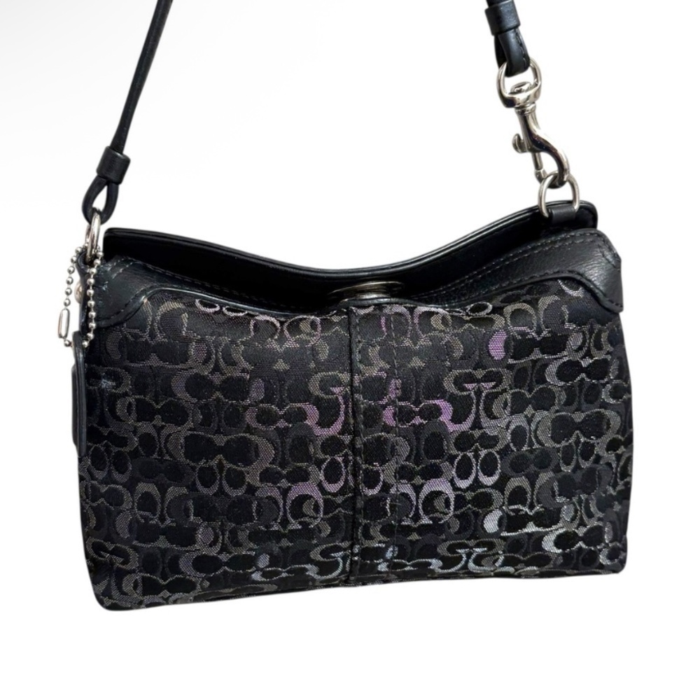 Coach vintage y2k optic c black and silver mini wristlet clutch bag - Picture 2 of 12